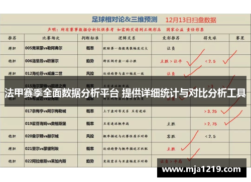 法甲赛季全面数据分析平台 提供详细统计与对比分析工具